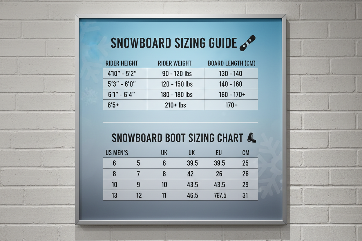 Snowboard and Snowboard Boot Sizing Guide