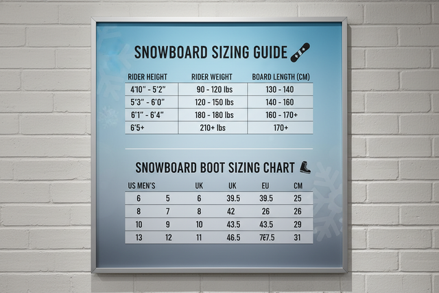 Snowboard and Snowboard Boot Sizing Guide